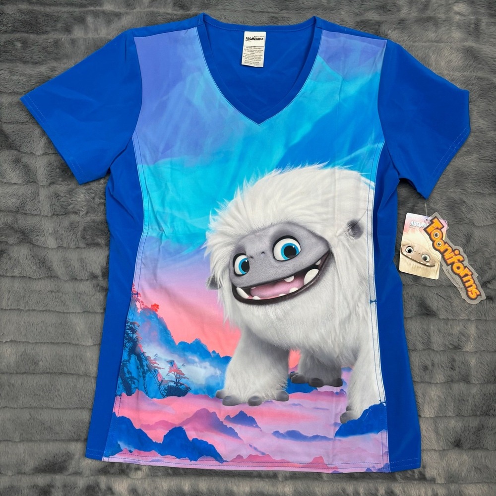 Cherokee Tooniforms Abominable Everest Scrub Top Blue DreamWorks XS NWT 8147